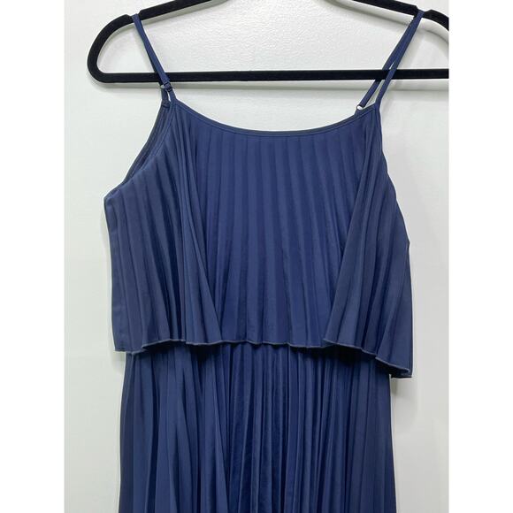 NWT Charming Charlie Overlay Pleated Knee Length Shift Dress Blue Women's‎ Large - Picture 3 of 11